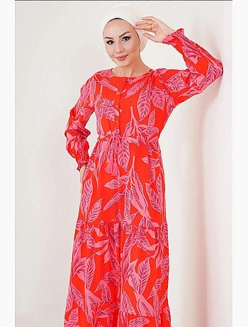 Robe longue en crêpe de viscose à fleurs bdart