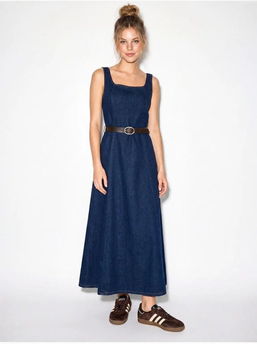 Robe longue en denim avec ceinture lucci - Kiabi