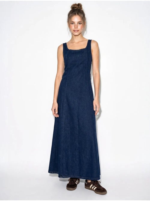 Robe longue en denim avec ceinture lucci - Kiabi