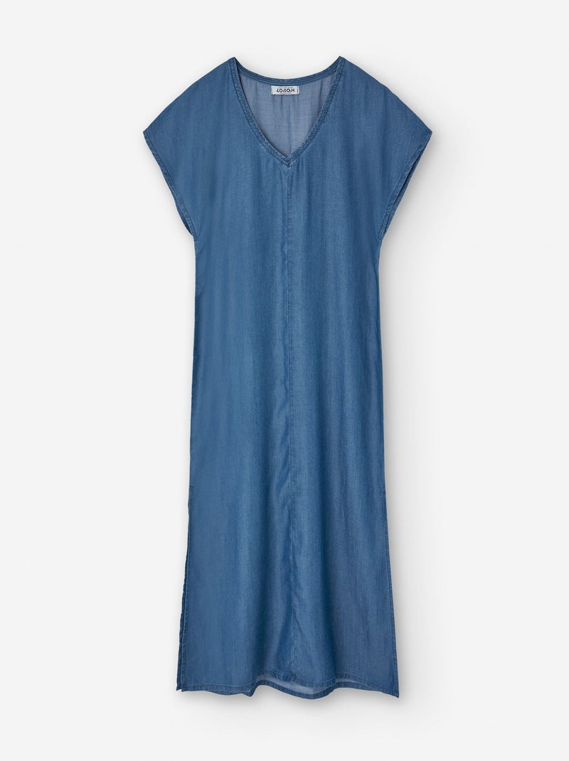 Robe Longue en denim Léger Bleu - Kiabi