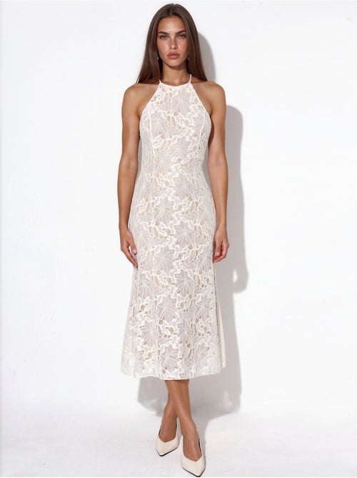 Robe longue en dentelle à col halter - Kiabi