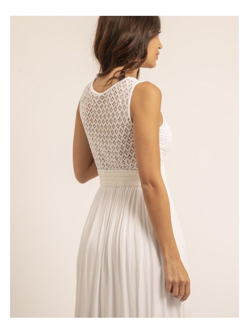 Robe longue en dentelle ipalene Blanc - Kiabi