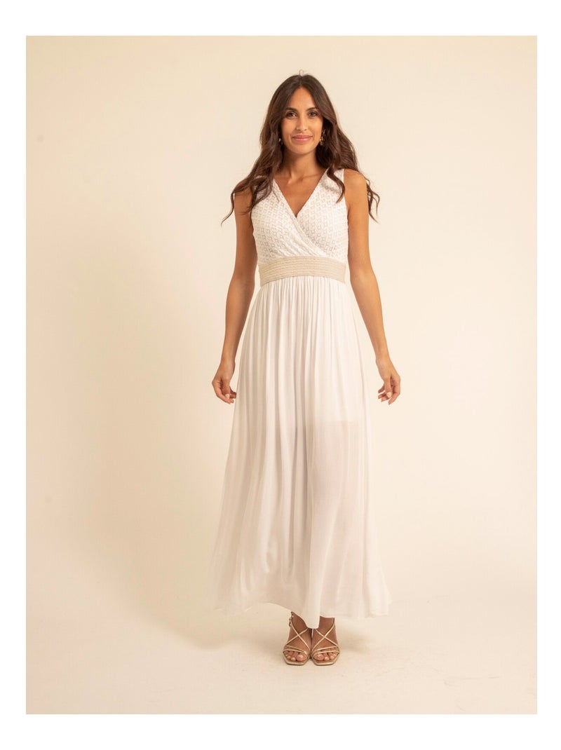 Robe longue en dentelle IPALENE Ecru - Kiabi