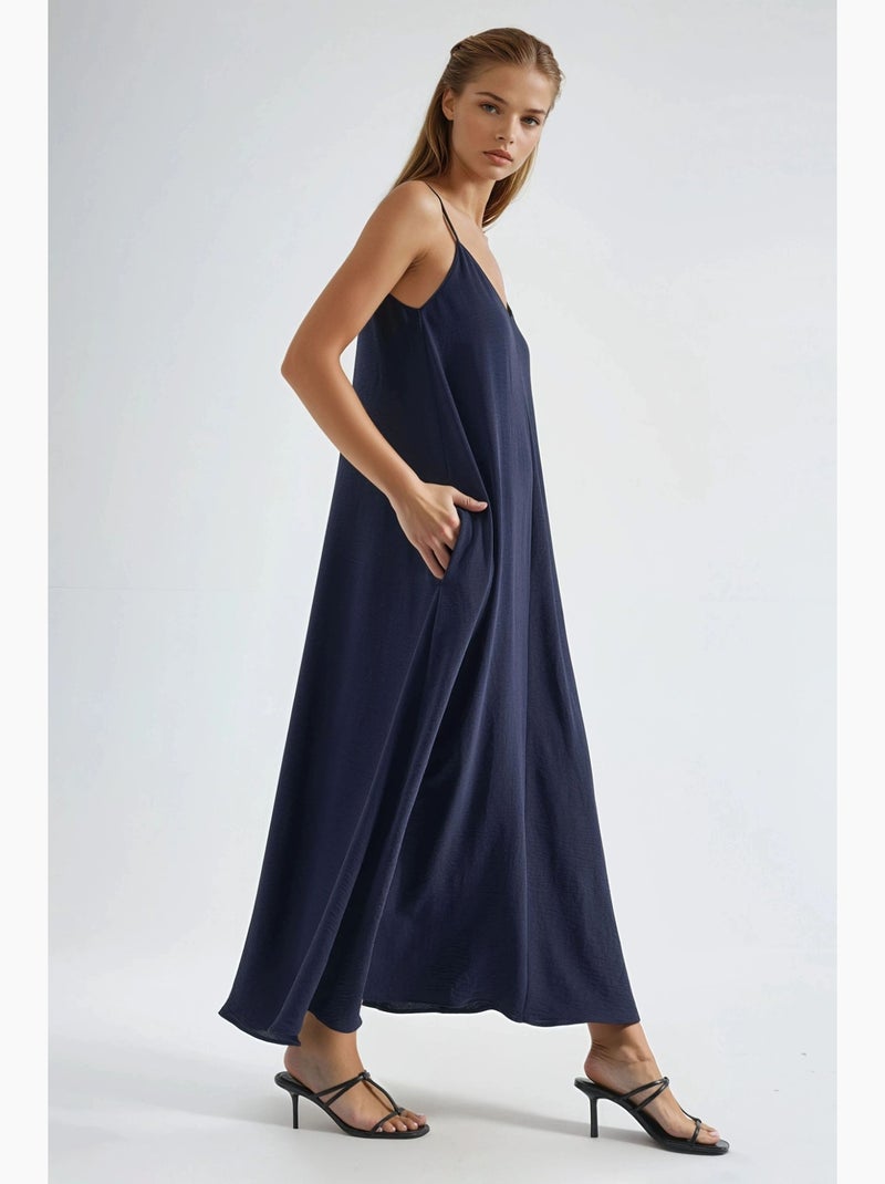 Robe longue en forme de a hiccup Bleu marine - Kiabi