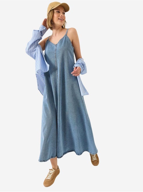 Robe longue en jean à fines bretelles bianco lucci - Kiabi Robe longue en jean à fines bretelles bianco lucci - Kiabi