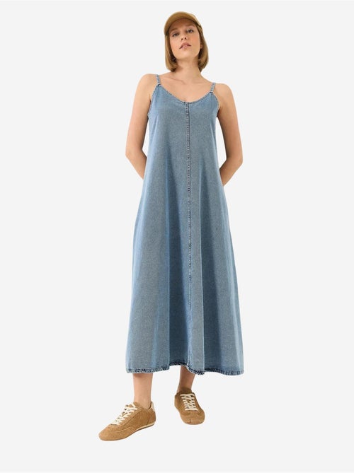 Robe longue en jean à fines bretelles bianco lucci - Kiabi Robe longue en jean à fines bretelles bianco lucci - Kiabi