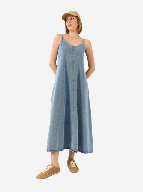 Robe longue en jean à fines bretelles bianco lucci - Kiabi Robe longue en jean à fines bretelles bianco lucci - Kiabi