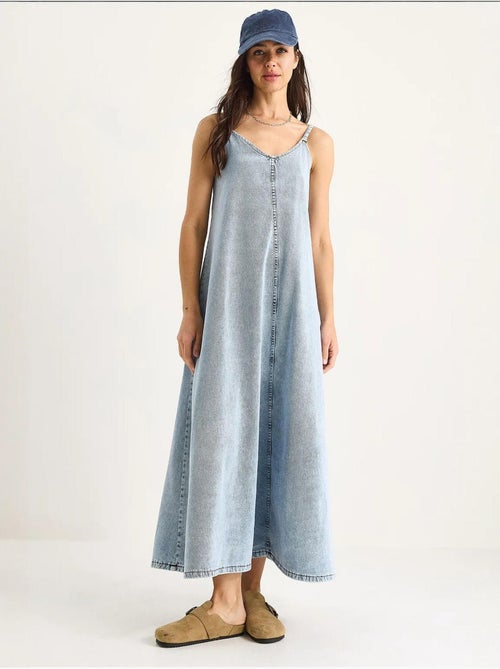 Robe longue en jean à fines bretelles bianco lucci - Kiabi Robe longue en jean à fines bretelles bianco lucci - Kiabi