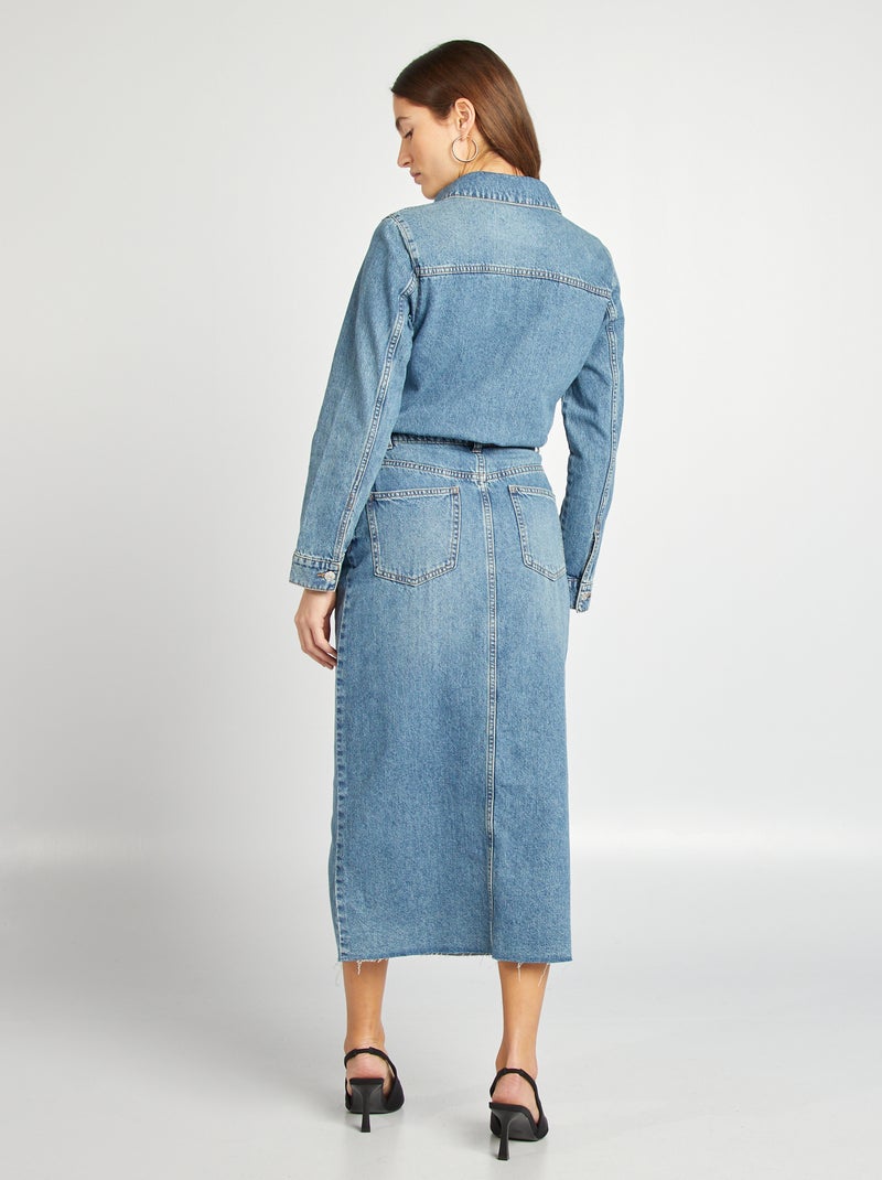 Robe longue en jean façon combinaison Bleu - Kiabi