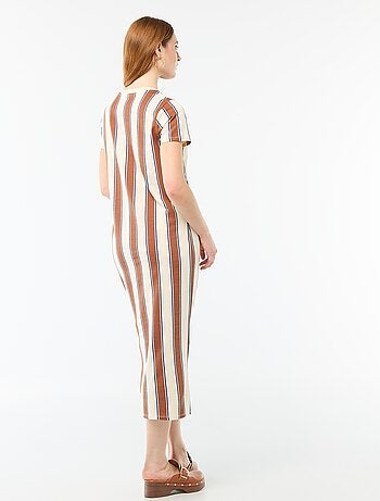 Robe longue en jersey manches courtes