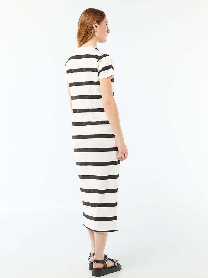 Robe longue en jersey manches courtes Blanc - Kiabi