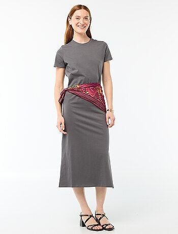 Robe longue en jersey manches courtes