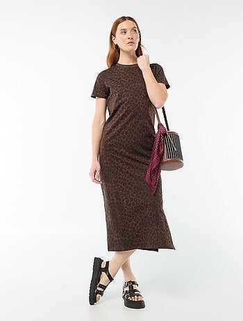 Robe longue en jersey manches courtes