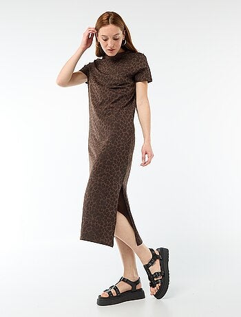 Robe longue en jersey manches courtes