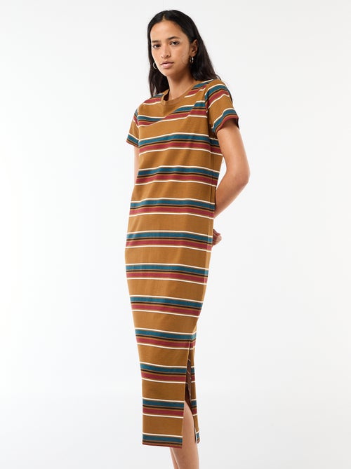 Robe longue en jersey manches courtes - Kiabi