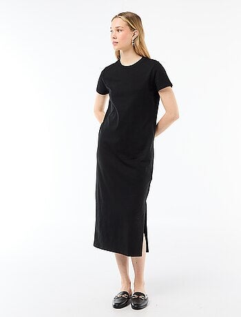 Robe longue en jersey manches courtes
