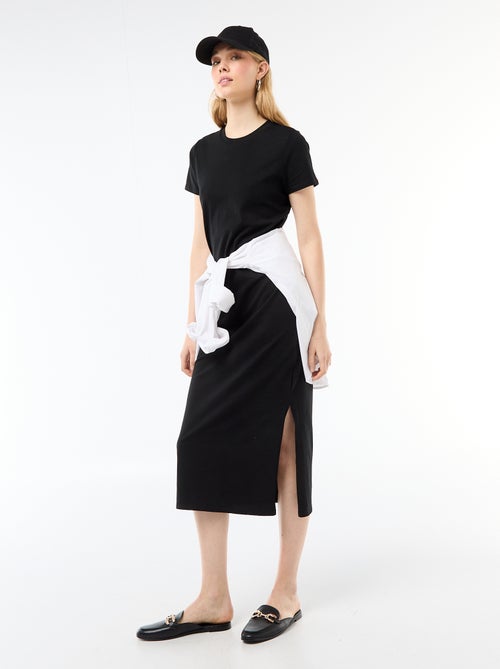 Robe longue en jersey manches courtes - Kiabi
