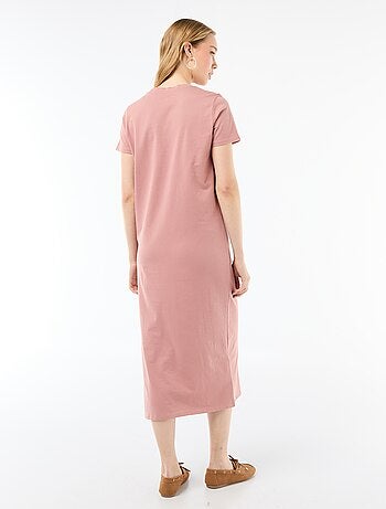 Robe longue en jersey manches courtes