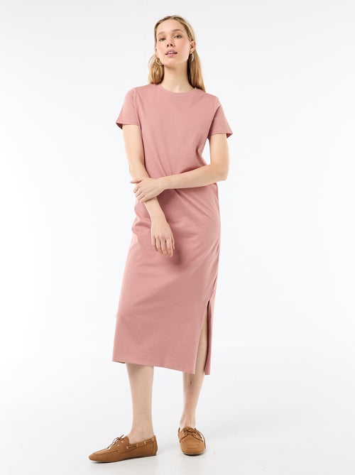 Robe longue en jersey manches courtes - Kiabi