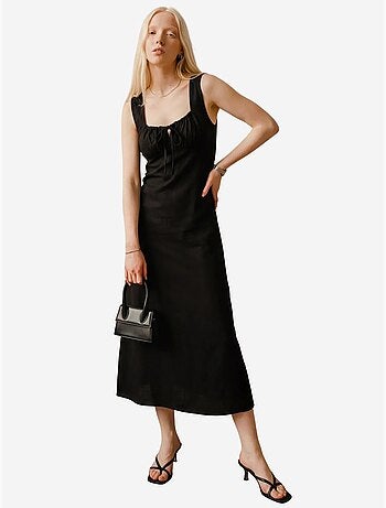 Robe longue en lin avec détail à nouer my fashion