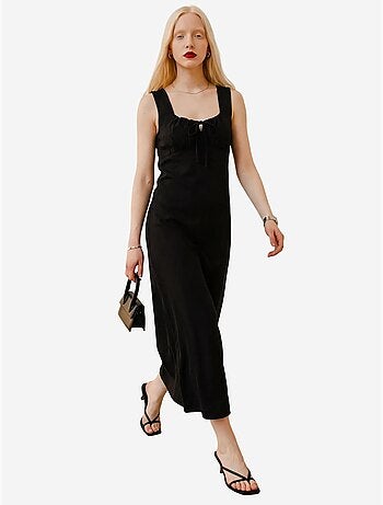 Robe longue en lin avec détail à nouer my fashion