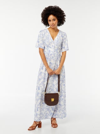 Robe longue en lin mélangé
