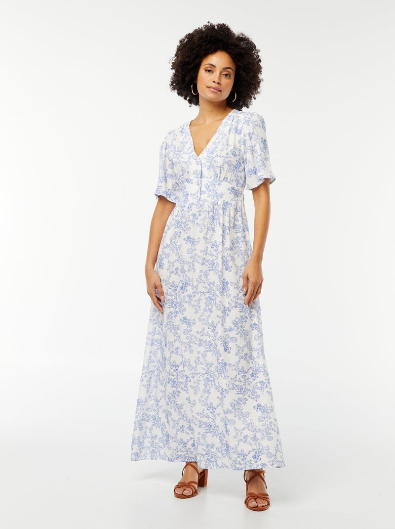 Robe longue en lin mélangé BLANC - Kiabi