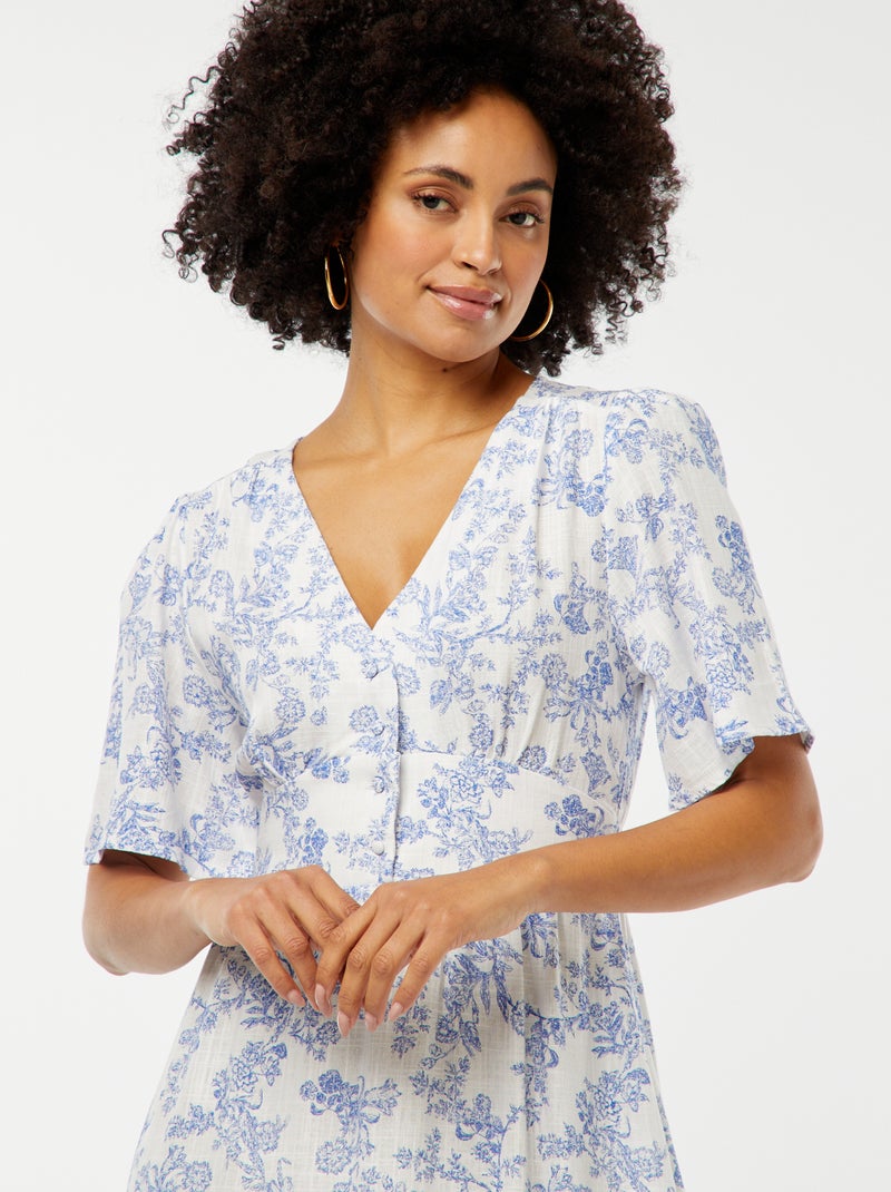Robe longue en lin mélangé BLANC - Kiabi