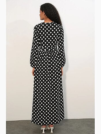 Robe longue en maille à motif floral et détail nœud bdart