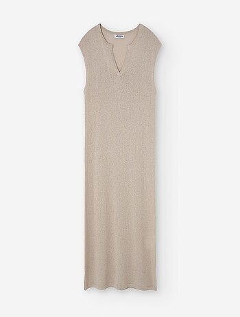 Robe Longue en Maille avec Encolure en V