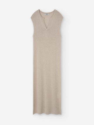 Robe Longue en Maille avec Encolure en V