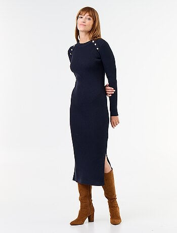 Robe longue en maille côtelée