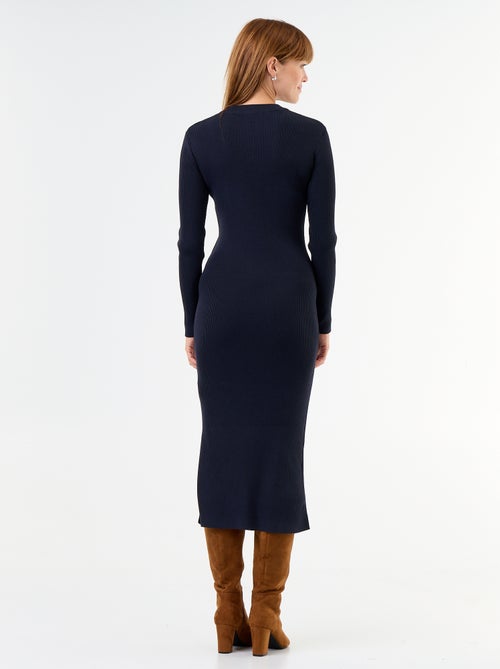 Robe longue en maille côtelée - Kiabi