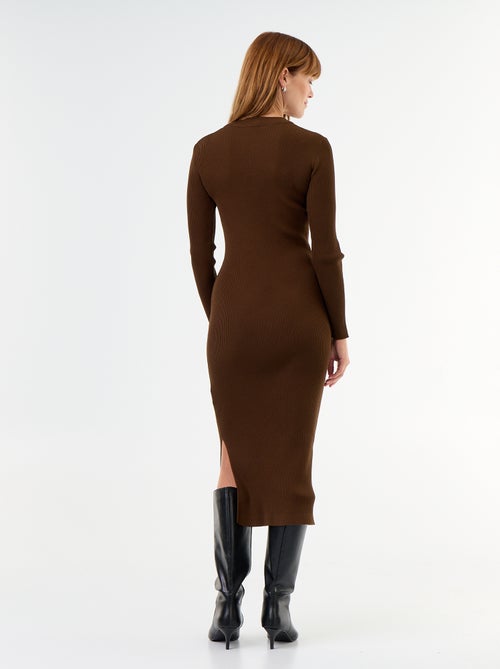 Robe longue en maille côtelée - Kiabi