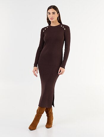 Robe longue en maille côtelée