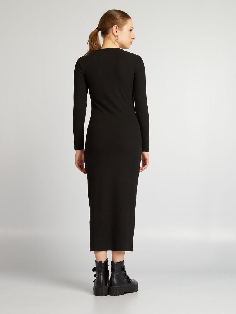 Robe longue en maille c?�tel?�e - noir - Kiabi - 18.00�?�