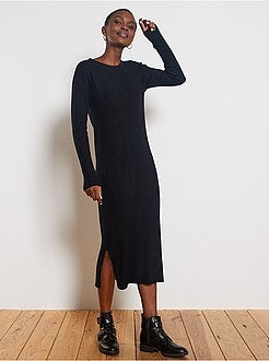 Robe longue en maille côtelée - Kiabi