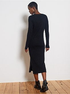 Robe longue en maille côtelée - Kiabi