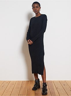 Robe longue en maille côtelée - Kiabi
