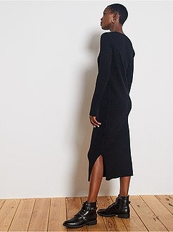 Robe longue en maille côtelée - Kiabi