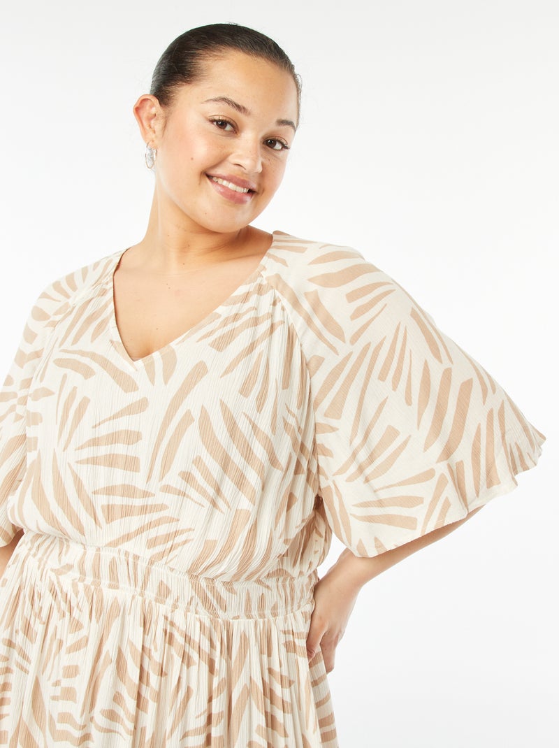 Robe longue en maille crêpe Beige - Kiabi