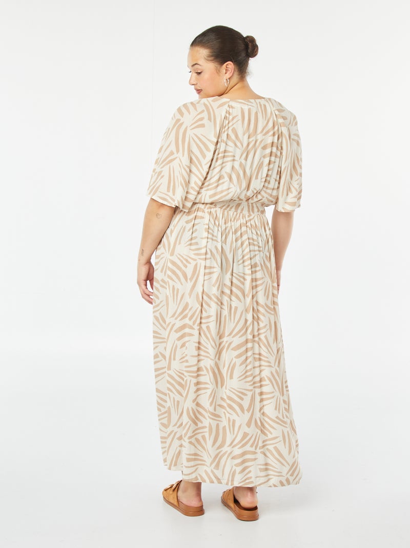 Robe longue en maille crêpe Beige - Kiabi