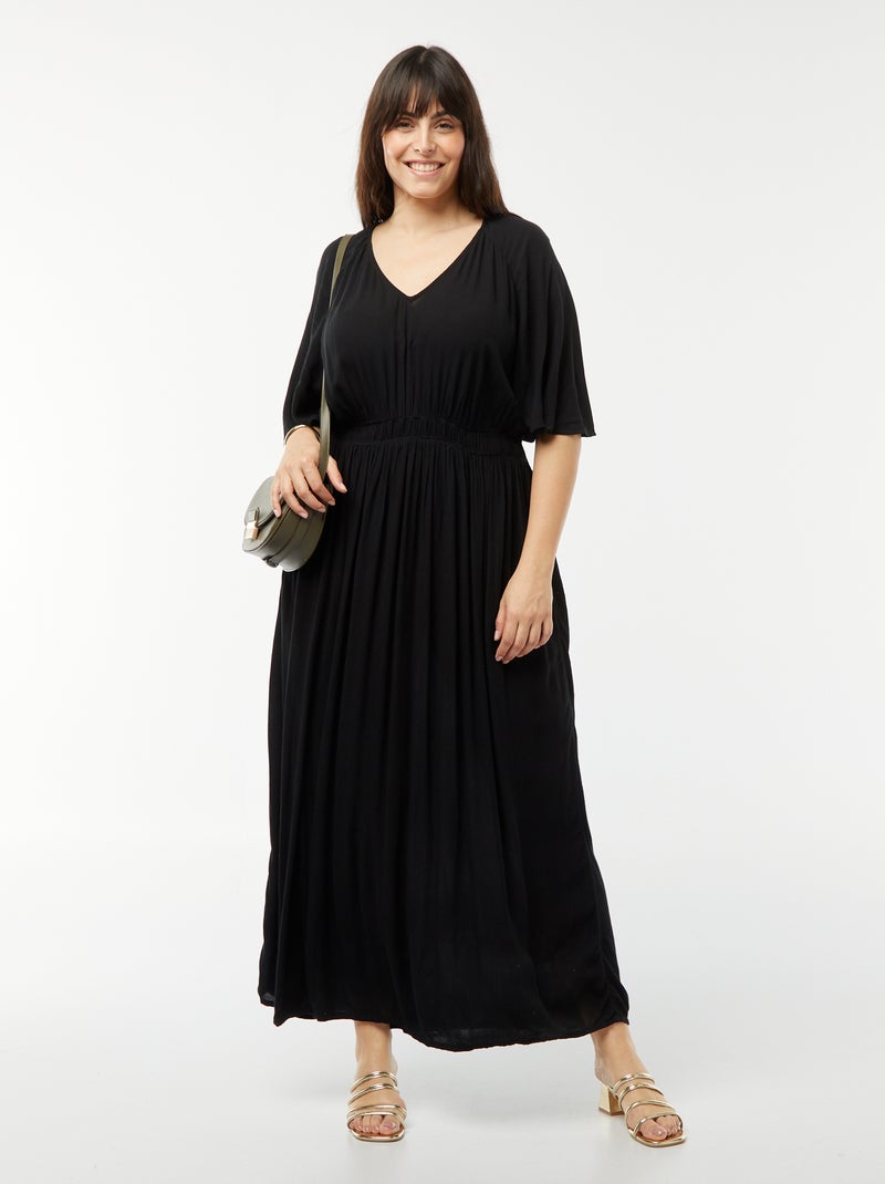 Robe longue en maille crêpe noir - Kiabi