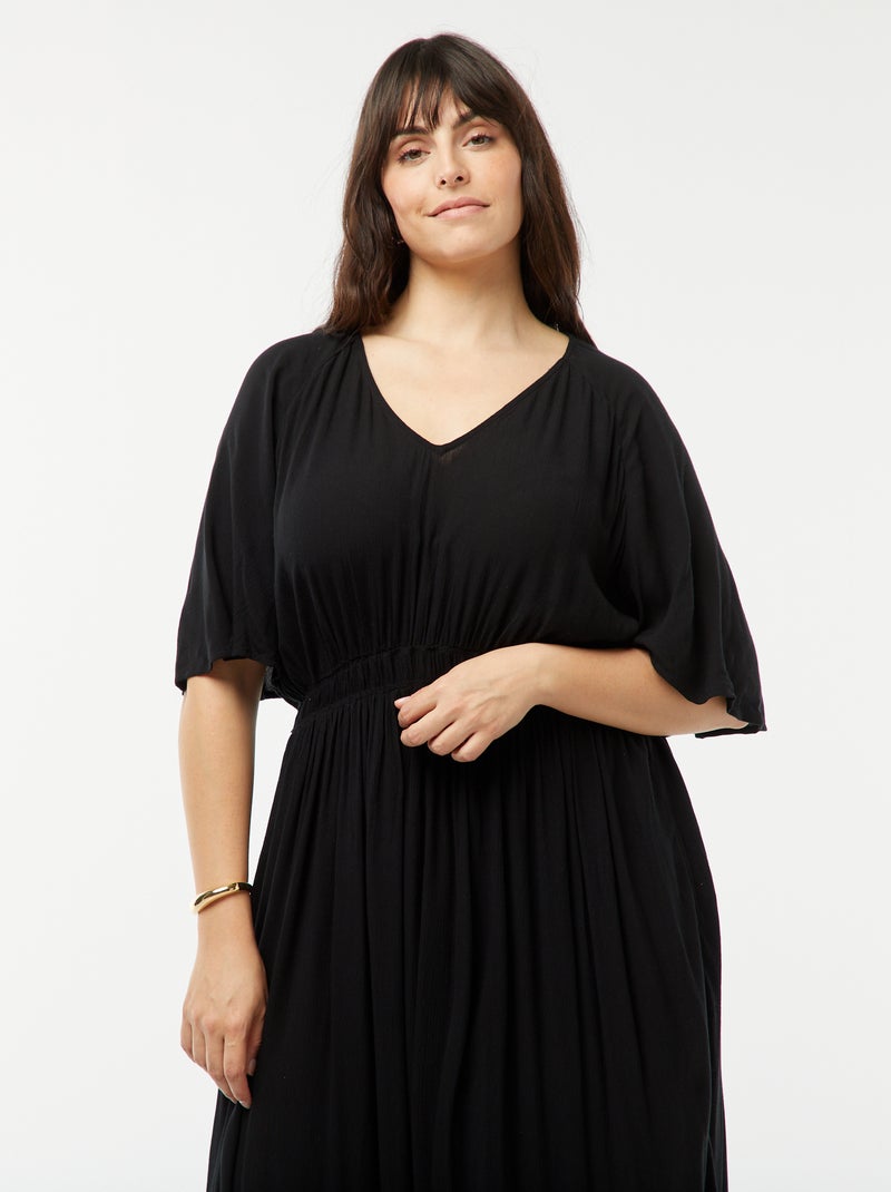 Robe longue en maille crêpe noir - Kiabi