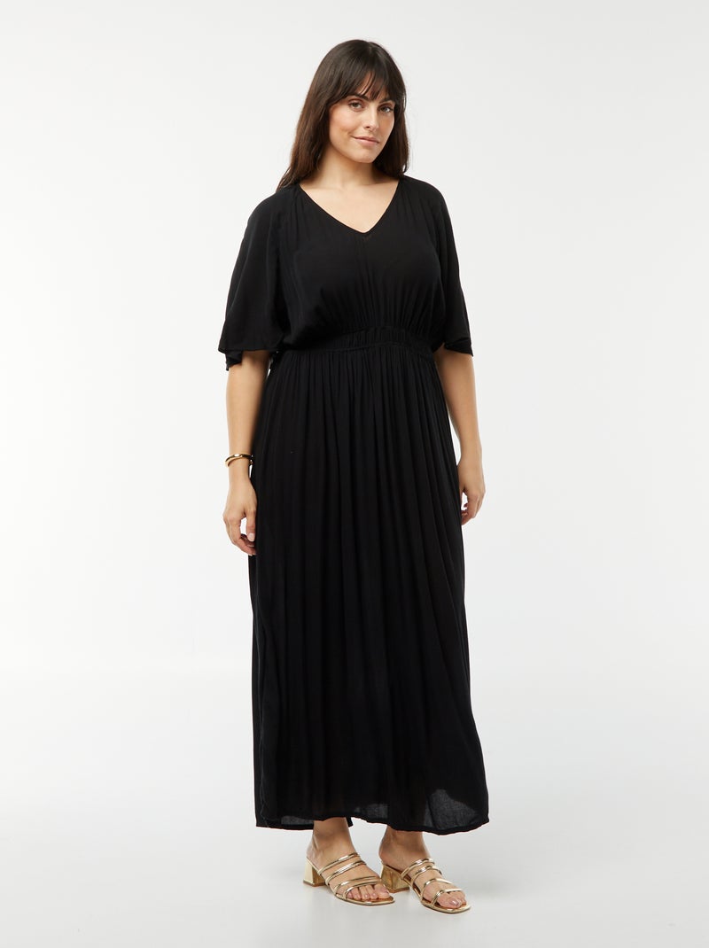 Robe longue en maille crêpe noir - Kiabi