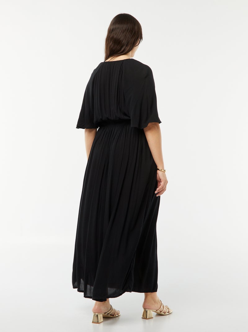 Robe longue en maille crêpe noir - Kiabi