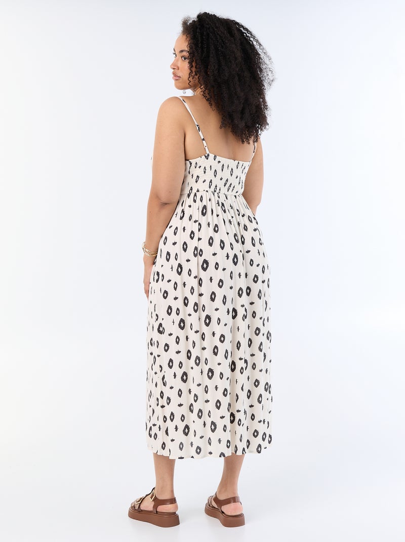 Robe longue en maille crêpée fines bretelles Gris - Kiabi
