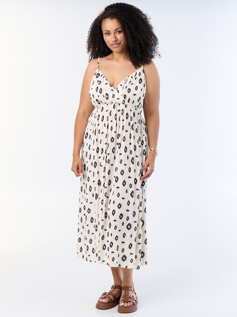 Robe longue en maille crêpée fines bretelles Gris - Kiabi