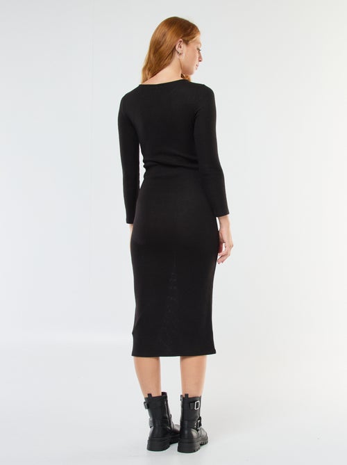 Robe longue en maille doudou à manches longues - Kiabi