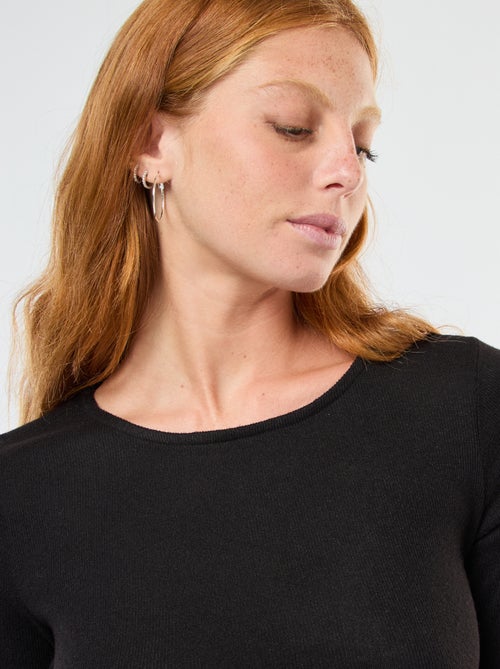 Robe longue en maille doudou à manches longues - Kiabi